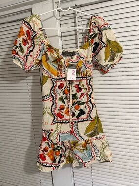Primark Mediterranean Summer Fruit Puff Sleeve Mini Dress